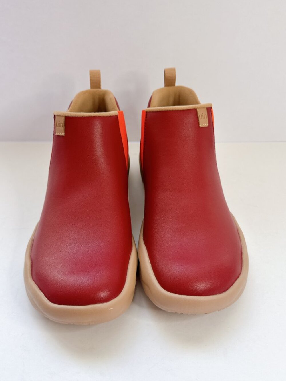 Size 7 UIN Brown Red Slip-On Shoes Women’s Microfiber Leather